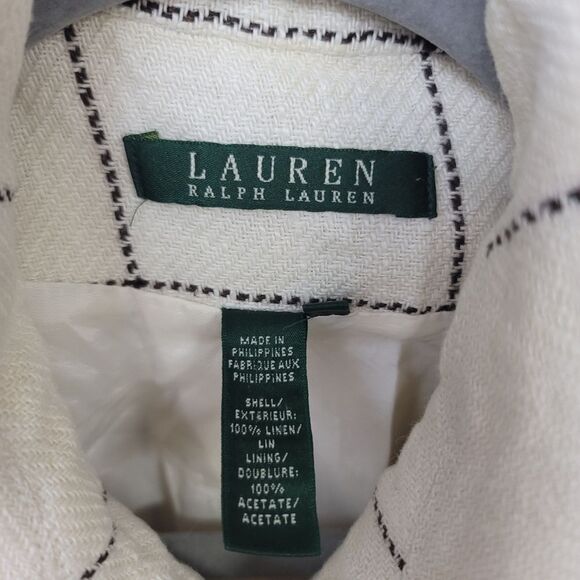 Lauren Ralph Lauren Double Breasted Linen Checked Jacket, XL - Picture 4 of 9